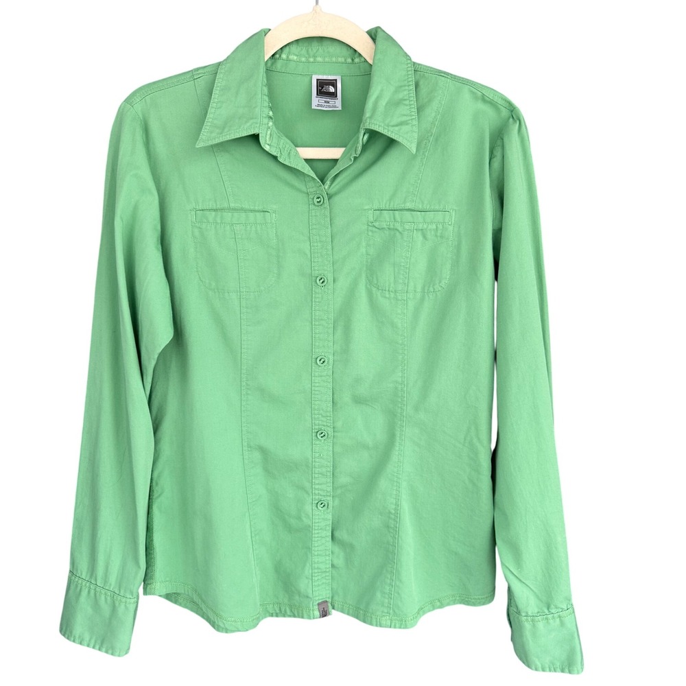 A8 Y2K Vintage The North Face Long Sleeve Button Up Shirt Light‎ Green